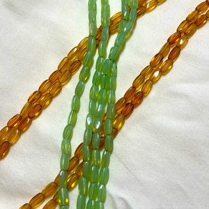 Pair of vintage bead necklaces - gold & green